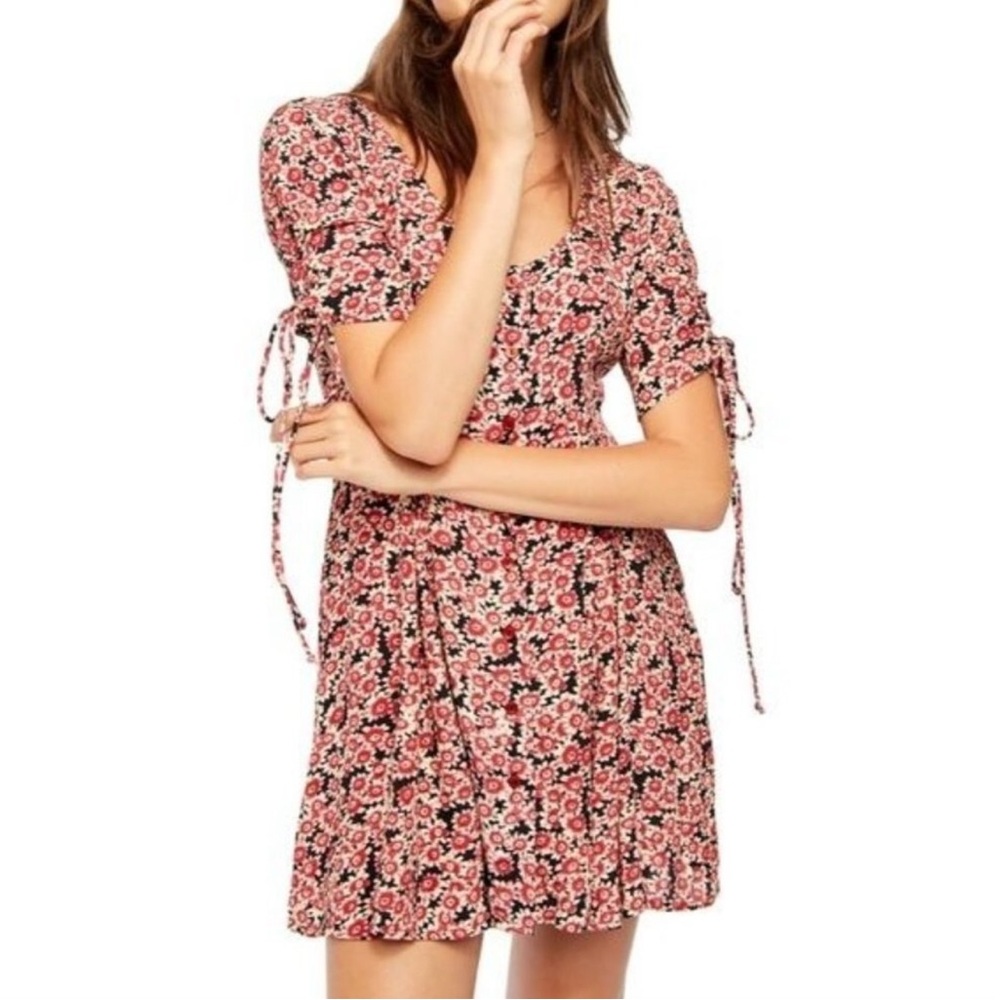 Free people floral tie up mini dress in women’s medium
